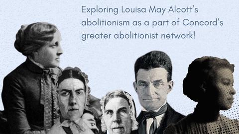 Promotional image for a history podcast on abolitionist women, featuring vintage portraits and muted blue background text.