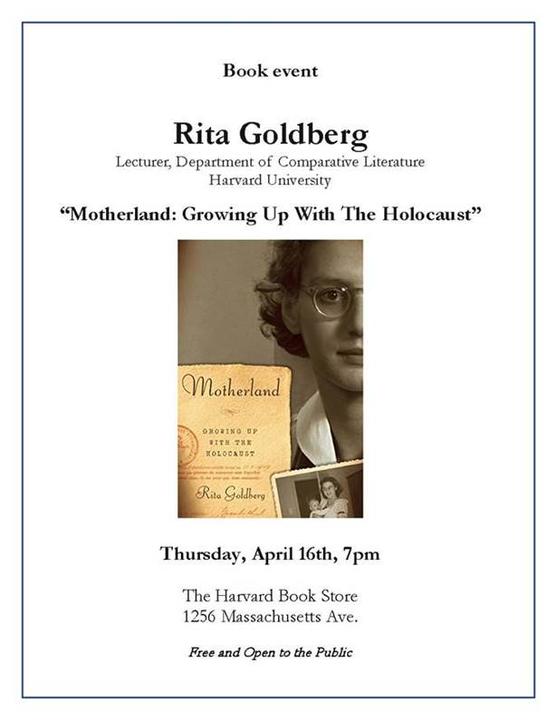 Book talk by Rita Goldberg at Harvard Book Store